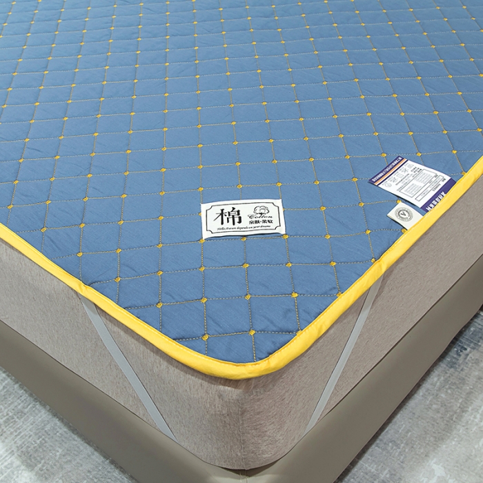 91家纺网 家纺一手货源 找家纺 冬然家纺 2022新款软床垫全棉床护垫保护垫床单 满天星宾利蓝