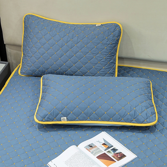 91家纺网 家纺一手货源 找家纺 冬然家纺 2022新款软床垫全棉床护垫保护垫床单 满天星宾利蓝