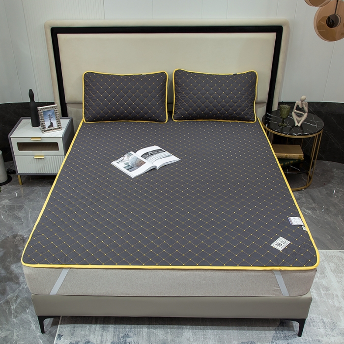 91家纺网 家纺一手货源 找家纺 冬然家纺 2022新款软床垫全棉床护垫保护垫床单 满天星石墨灰