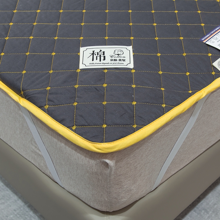 91家纺网 家纺一手货源 找家纺 冬然家纺 2022新款软床垫全棉床护垫保护垫床单 满天星石墨灰
