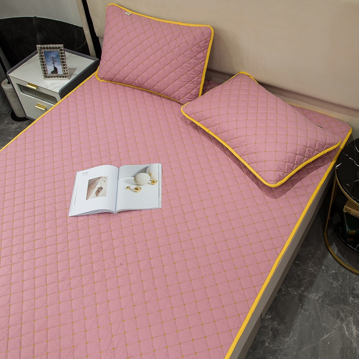 91家纺网 家纺一手货源 找家纺 冬然家纺 2022新款软床垫全棉床护垫保护垫床单 满天星豆沙粉