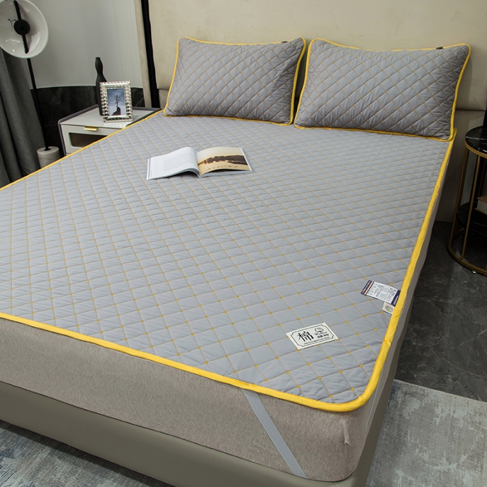 91家纺网 家纺一手货源 找家纺 冬然家纺 2022新款软床垫全棉床护垫保护垫床单 满天星银灰