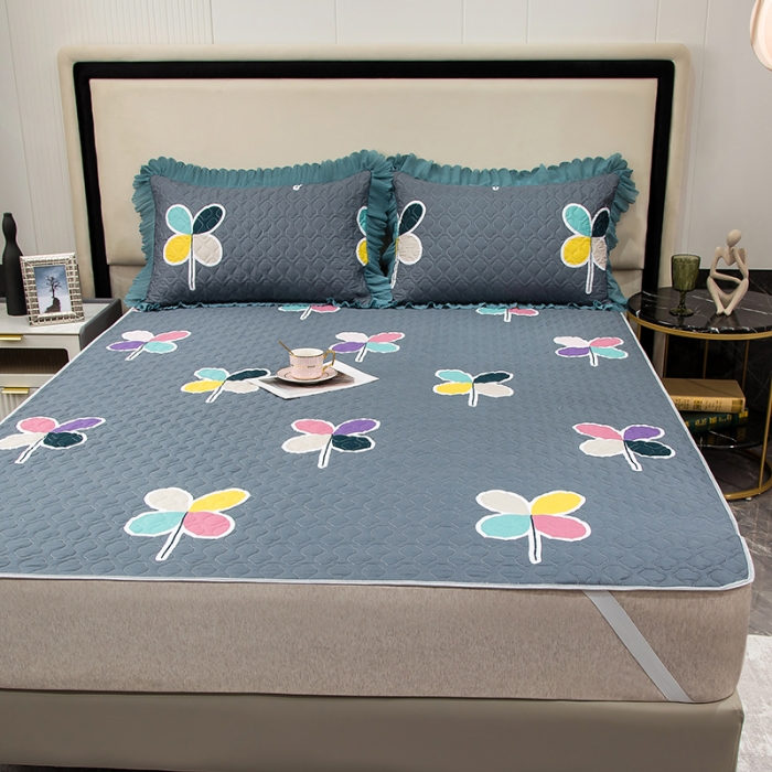 91家纺网 家纺一手货源 找家纺 冬然家纺 2022新款软床垫全棉床护垫保护垫床单 陌上花开