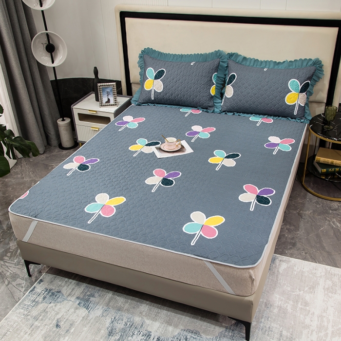 91家纺网 家纺一手货源 找家纺 冬然家纺 2022新款软床垫全棉床护垫保护垫床单 陌上花开