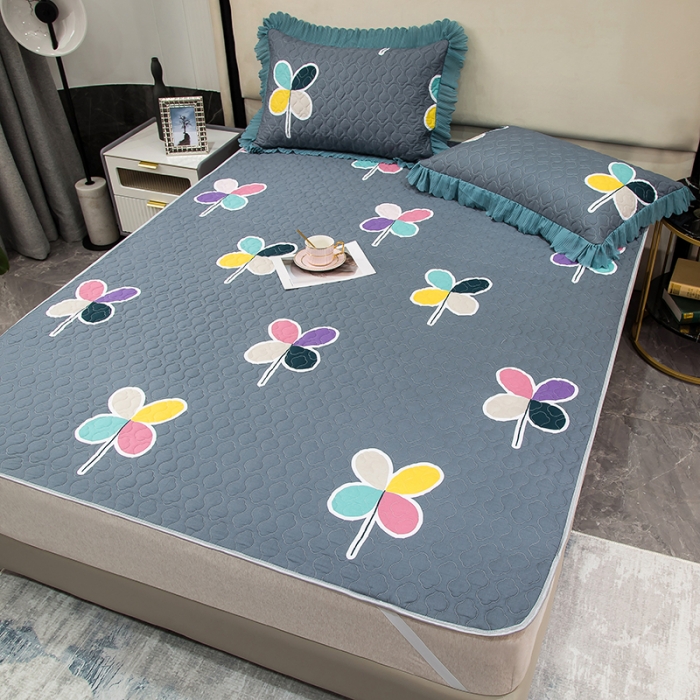 91家纺网 家纺一手货源 找家纺 冬然家纺 2022新款软床垫全棉床护垫保护垫床单 陌上花开