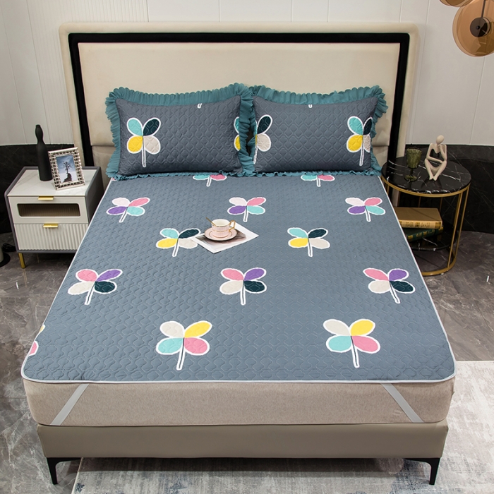 91家纺网 家纺一手货源 找家纺 冬然家纺 2022新款软床垫全棉床护垫保护垫床单 陌上花开