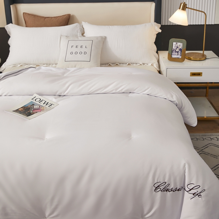 91家纺网 家纺一手货源 找家纺 洛卡棉蚕丝夏被纯手工被子被芯冬被春秋被夏被  温馨白