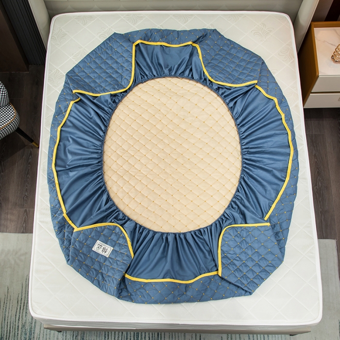 91家纺网 家纺一手货源 找家纺 冬然家纺2022新款纯棉床笠夹棉防滑床垫保护垫 满天星宾利蓝