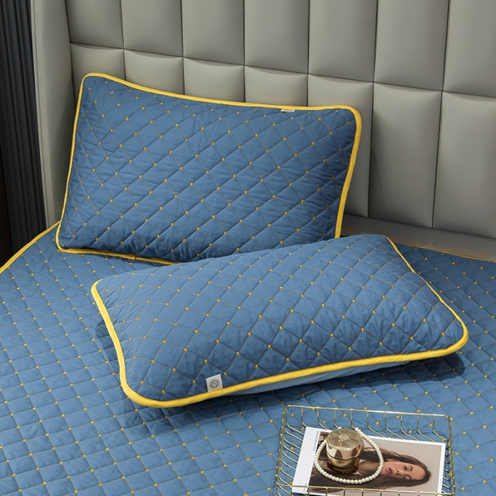 91家纺网 家纺一手货源 找家纺 冬然家纺2022新款纯棉床笠夹棉防滑床垫保护垫 满天星宾利蓝