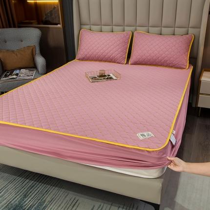 冬然家纺2022新款纯棉床笠夹棉防滑床垫保护垫 满天星豆沙粉