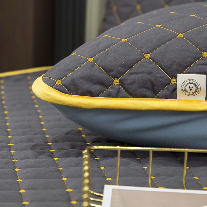 91家纺网 家纺一手货源 找家纺 冬然家纺2022新款纯棉床笠夹棉防滑床垫保护垫 满天星石墨灰