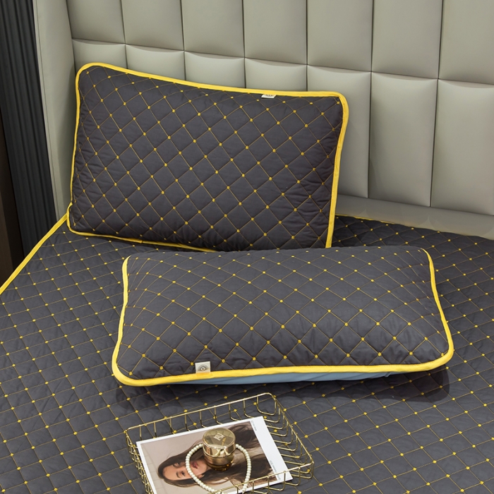 91家纺网 家纺一手货源 找家纺 冬然家纺2022新款纯棉床笠夹棉防滑床垫保护垫 满天星石墨灰