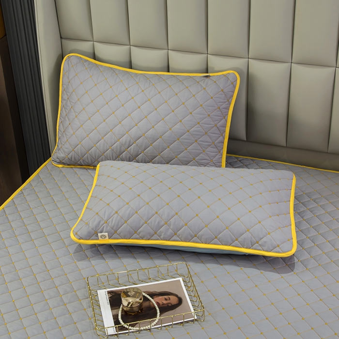 91家纺网 家纺一手货源 找家纺 冬然家纺2022新款纯棉床笠夹棉防滑床垫保护垫 满天星银灰