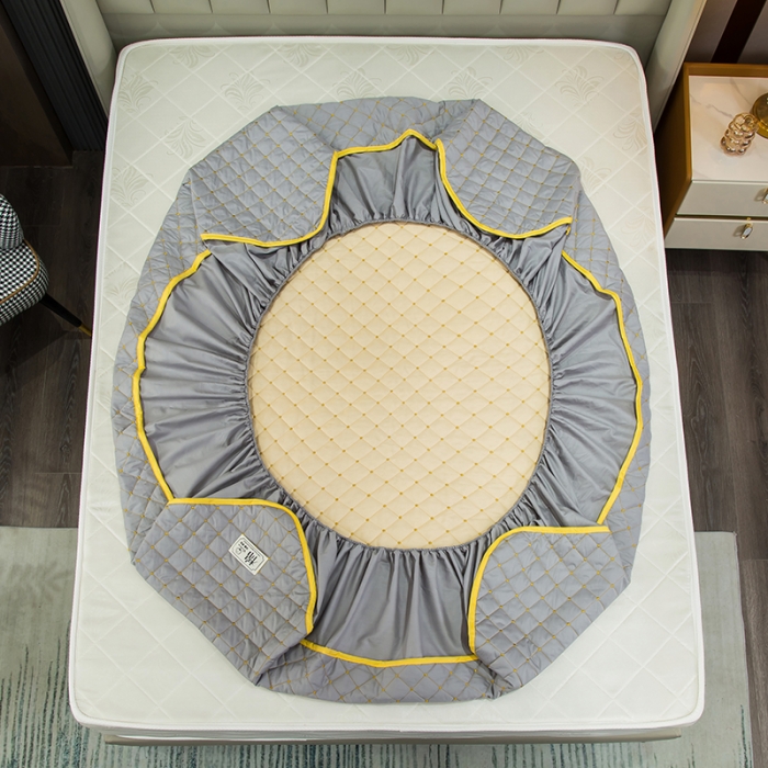 91家纺网 家纺一手货源 找家纺 冬然家纺2022新款纯棉床笠夹棉防滑床垫保护垫 满天星银灰