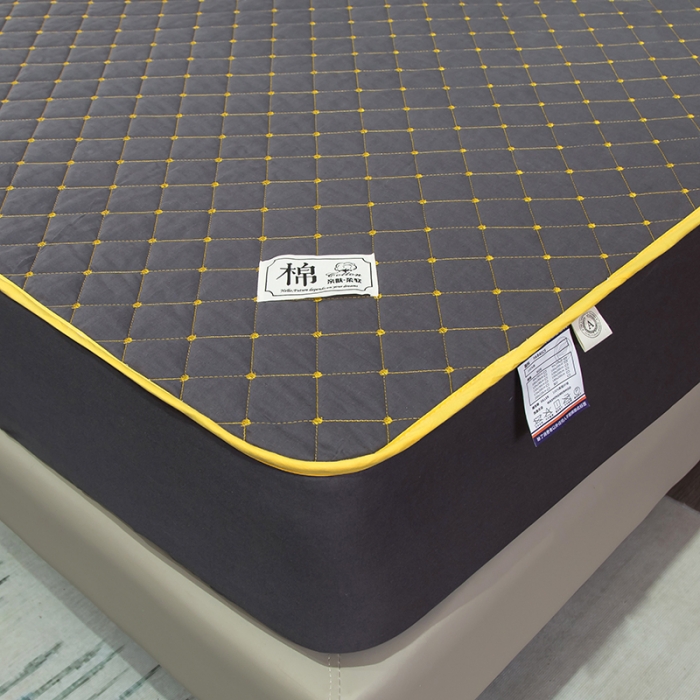 91家纺网 家纺一手货源 找家纺 冬然家纺2022新款纯棉床笠夹棉防滑床垫保护垫 满天星石墨灰