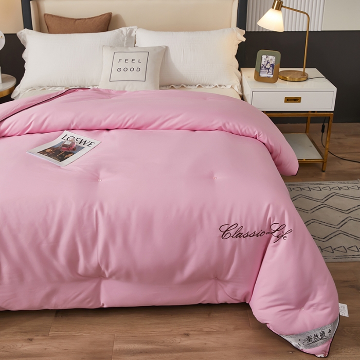 91家纺网 家纺一手货源 找家纺 洛卡棉蚕丝夏被纯手工被子被芯冬被春秋被夏被 温馨粉