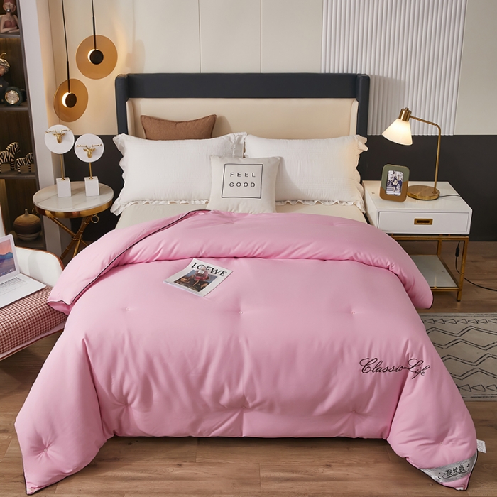 91家纺网 家纺一手货源 找家纺 洛卡棉蚕丝夏被纯手工被子被芯冬被春秋被夏被 温馨粉