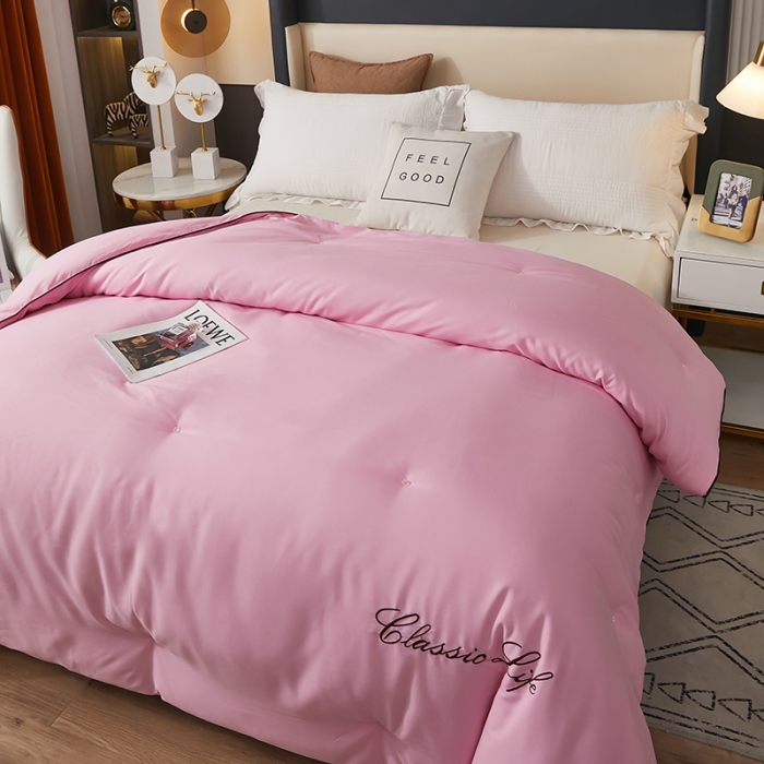 91家纺网 家纺一手货源 找家纺 洛卡棉蚕丝夏被纯手工被子被芯冬被春秋被夏被 温馨粉