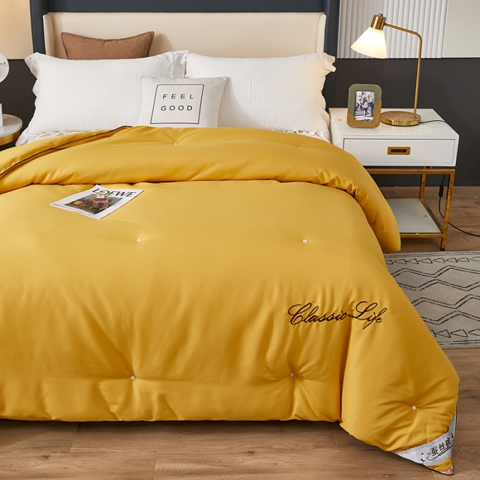 91家纺网 家纺一手货源 找家纺 洛卡棉蚕丝夏被纯手工被子被芯冬被春秋被夏被温馨黄