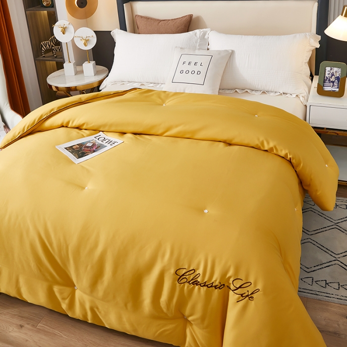 91家纺网 家纺一手货源 找家纺 洛卡棉蚕丝夏被纯手工被子被芯冬被春秋被夏被温馨黄