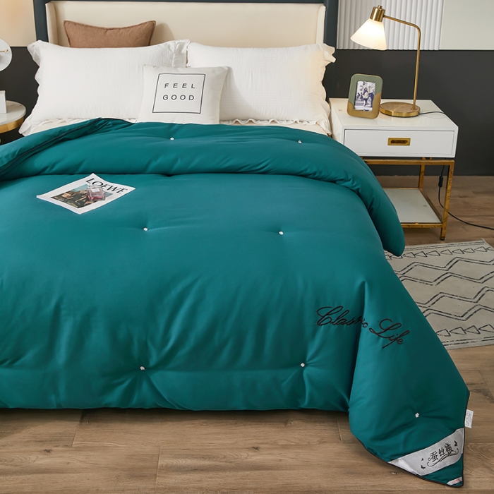 91家纺网 家纺一手货源 找家纺 洛卡棉蚕丝夏被纯手工被子被芯冬被春秋被夏被 温馨绿