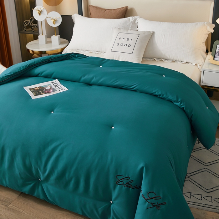 91家纺网 家纺一手货源 找家纺 洛卡棉蚕丝夏被纯手工被子被芯冬被春秋被夏被 温馨绿