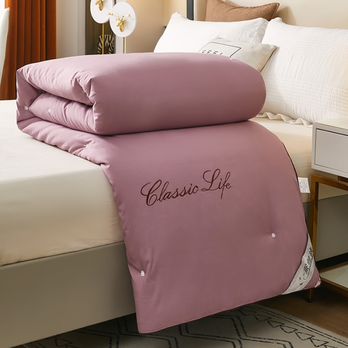 91家纺网 家纺一手货源 找家纺 洛卡棉蚕丝夏被纯手工被子被芯冬被春秋被夏被 温馨紫