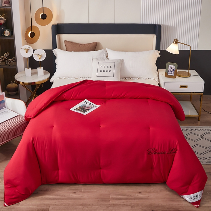 91家纺网 家纺一手货源 找家纺 洛卡棉蚕丝夏被纯手工被子被芯冬被春秋被夏被 温馨红