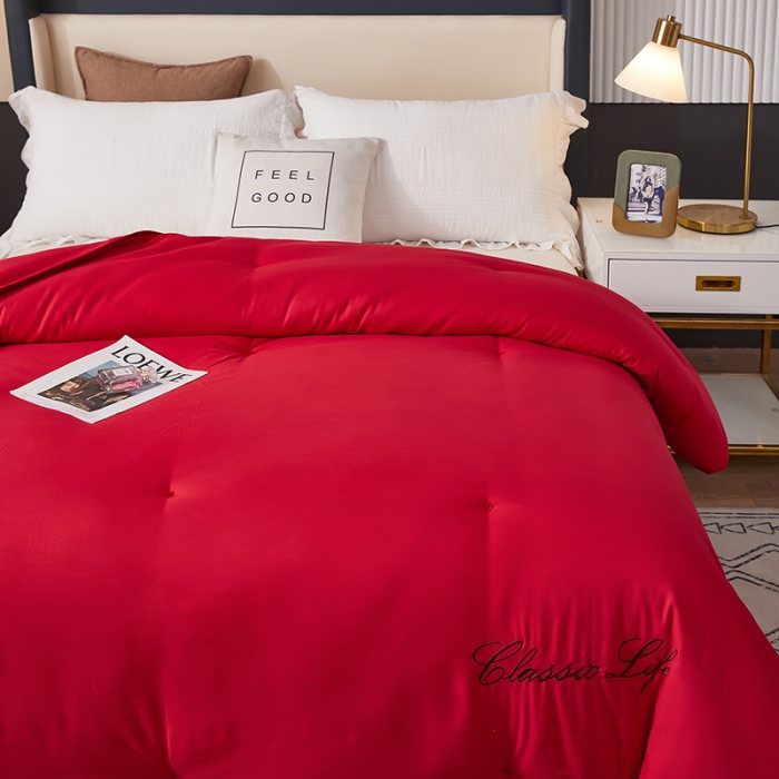 91家纺网 家纺一手货源 找家纺 洛卡棉蚕丝夏被纯手工被子被芯冬被春秋被夏被 温馨红