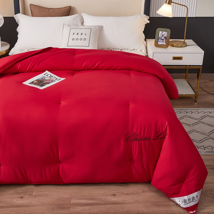 91家纺网 家纺一手货源 找家纺 洛卡棉蚕丝夏被纯手工被子被芯冬被春秋被夏被 温馨红
