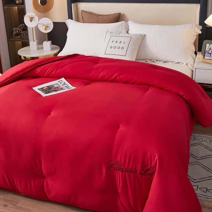 91家纺网 家纺一手货源 找家纺 洛卡棉蚕丝夏被纯手工被子被芯冬被春秋被夏被 温馨红