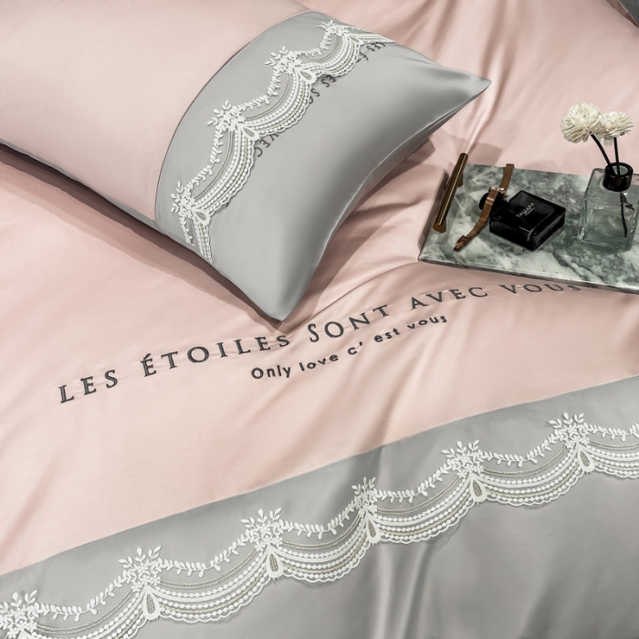 91家纺网 家纺一手货源 找家纺 （总）安妮 2022新款全棉刺绣蕾丝四件套-艾琳