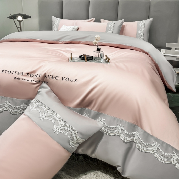 91家纺网 家纺一手货源 找家纺 （总）安妮 2022新款全棉刺绣蕾丝四件套-艾琳