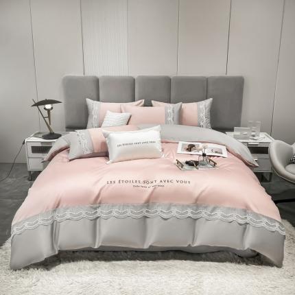 安妮 2022新款全棉刺绣蕾丝四件套-艾琳 艾琳-豆沙灰