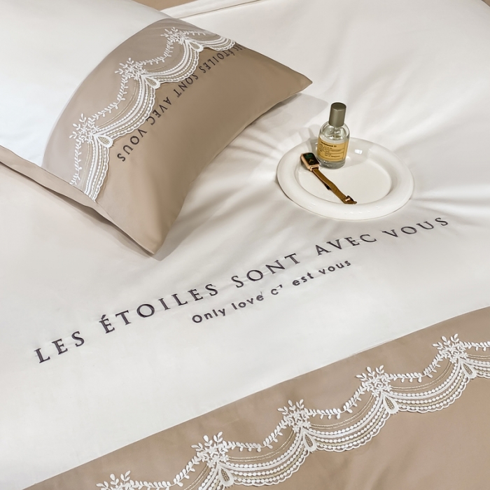 91家纺网 家纺一手货源 找家纺 安妮 2022新款全棉刺绣蕾丝四件套-艾琳 艾琳-香槟白