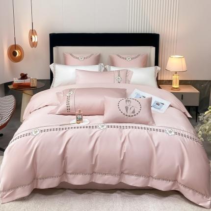 品家居 2025新款180支长绒棉四件套可可系列 可可-粉
