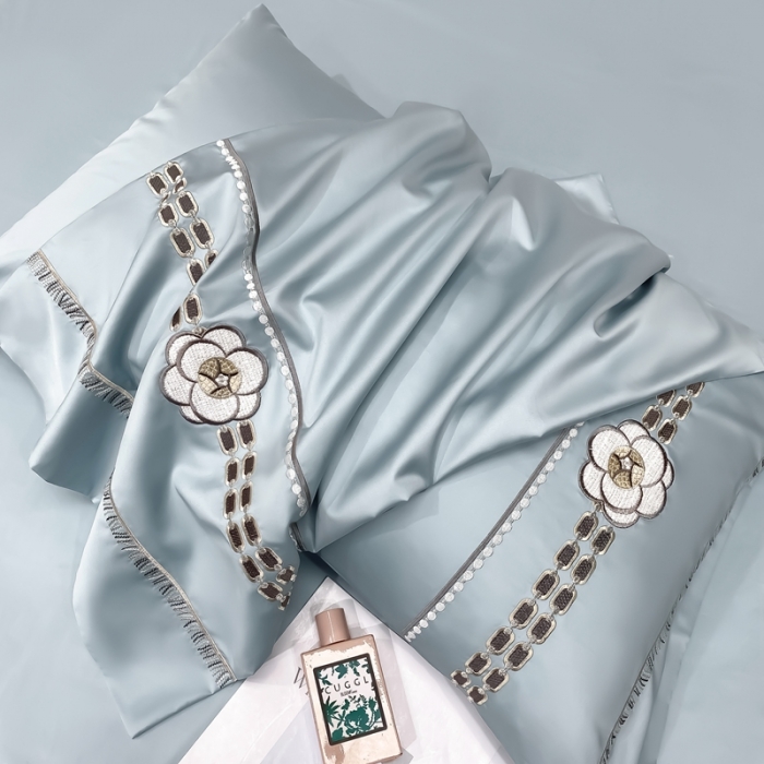 91家纺网 家纺一手货源 找家纺 品家居 2025新款180支长绒棉四件套可可系列 可可-蓝