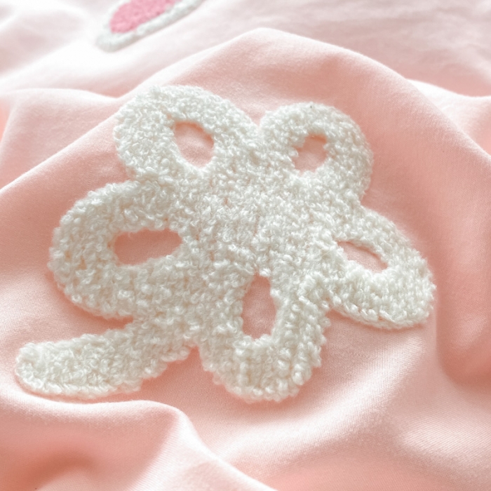 91家纺网 家纺一手货源 找家纺 泉欣 2024新款网红水洗棉毛巾绣韩版四件套可爱兔可爱兔-粉