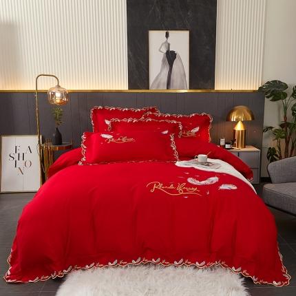 91家纺网 家纺一手货源 找家纺 （总）宜凡 2022新款全棉刺绣床单款四件套