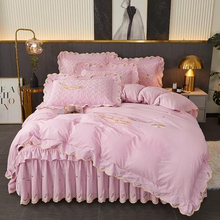 91家纺网 家纺一手货源 找家纺 （总）宜凡 2022新款全棉刺绣夹棉床裙款四件套-芳羽