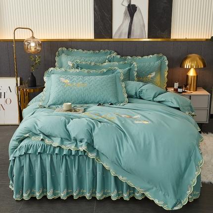 91家纺网 家纺一手货源 找家纺 （总）宜凡 2022新款全棉刺绣夹棉床裙款四件套-芳羽