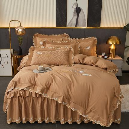 91家纺网 家纺一手货源 找家纺 （总）宜凡 2022新款全棉刺绣夹棉床裙款四件套-芳羽