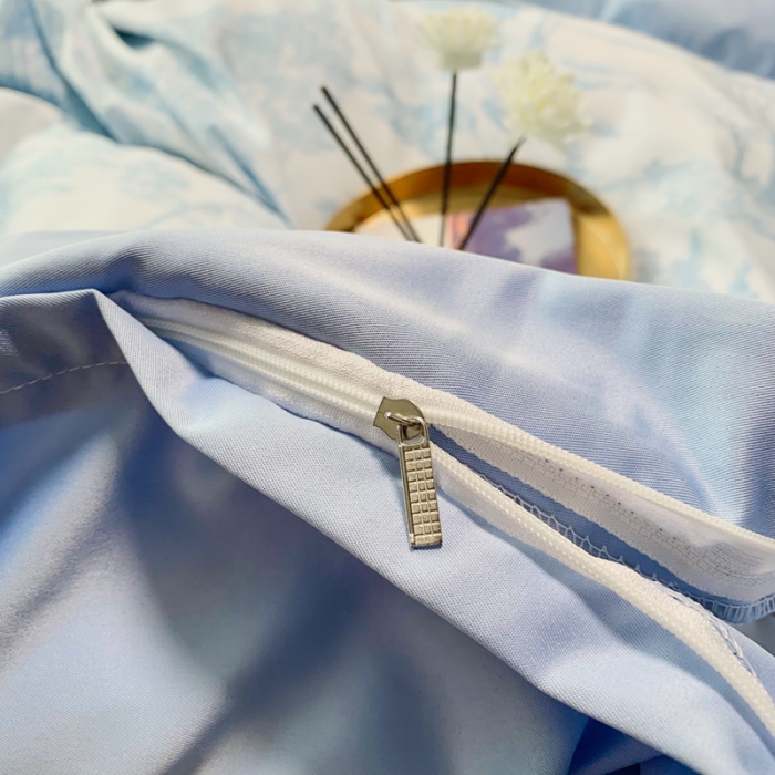 91家纺网 家纺一手货源 找家纺 ab家纺 2022新款水洗真丝四件套 江南-天空蓝