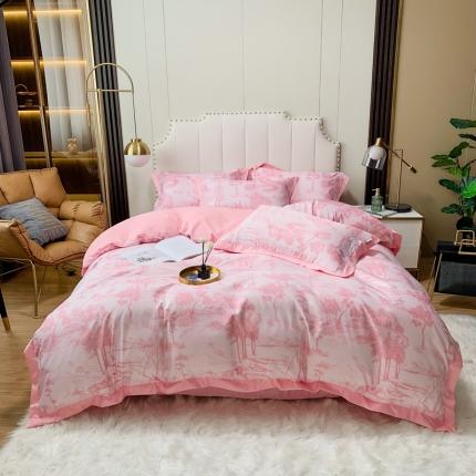 ab家纺 2022新款水洗真丝四件套 江南-樱花粉