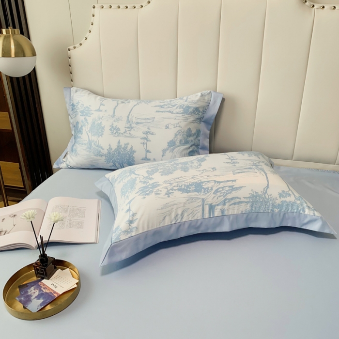 91家纺网 家纺一手货源 找家纺 ab家纺 2023新款水洗真丝夏被 江南-天空蓝