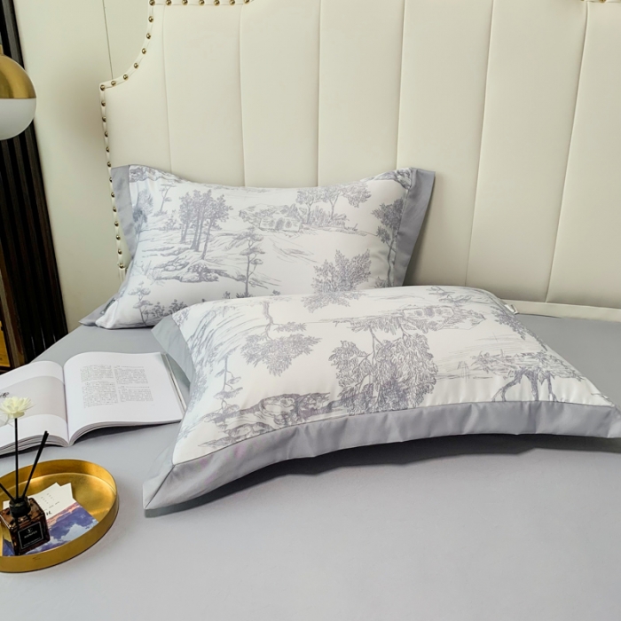 91家纺网 家纺一手货源 找家纺 ab家纺 2023新款水洗真丝夏被 江南-紫灰