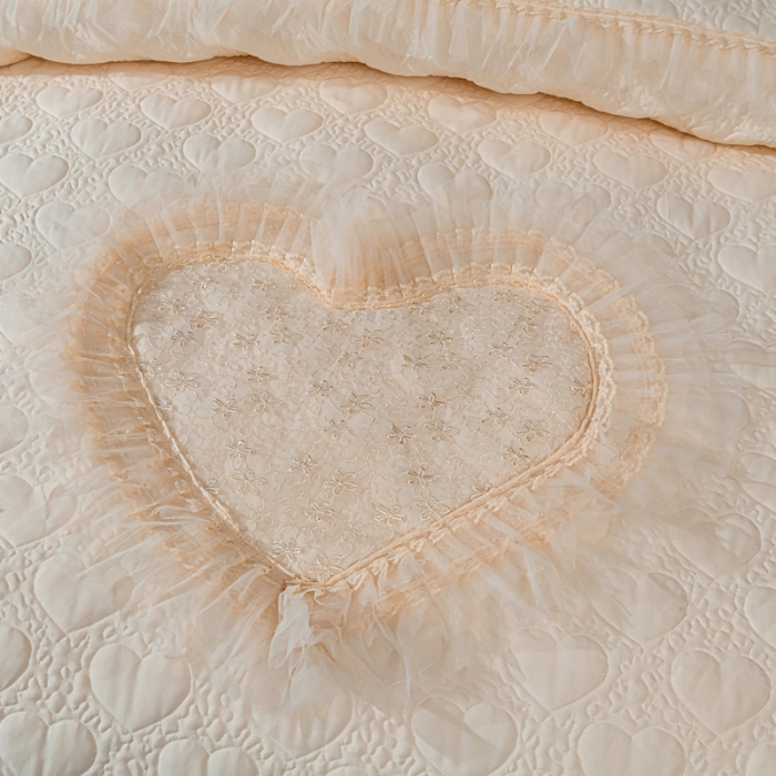 91家纺网 家纺一手货源 找家纺 青竹苑 2022新款洛卡棉花边床盖四件套 优雅米