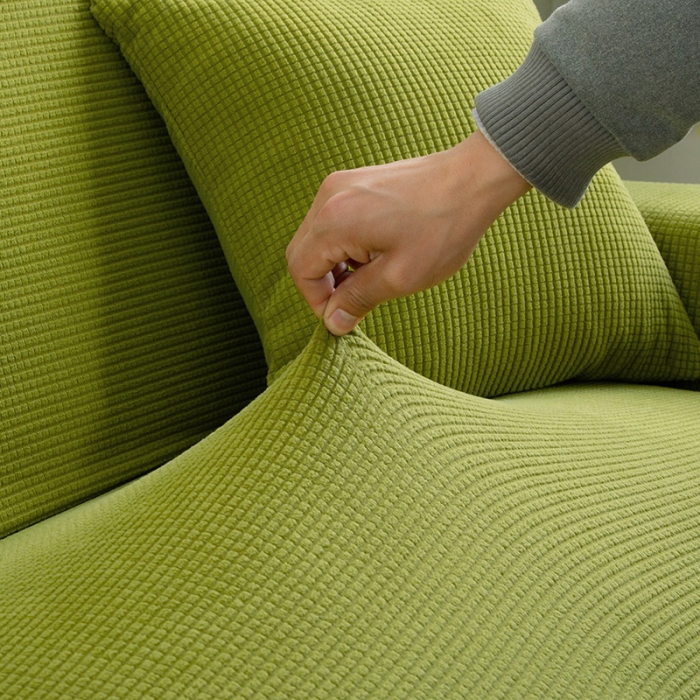 91家纺网 家纺一手货源 找家纺 逐日沙发套 2023新款玉米绒沙发套 翠绿黄