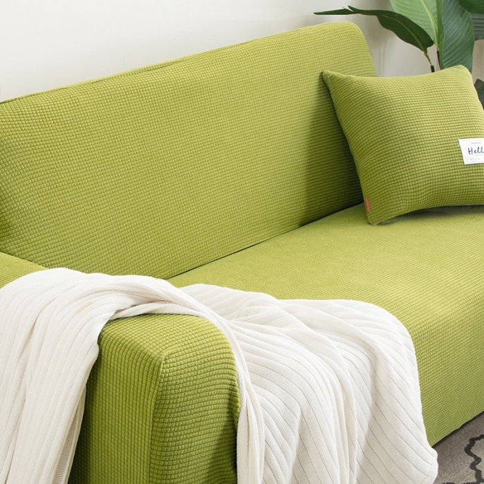 91家纺网 家纺一手货源 找家纺 逐日沙发套 2023新款玉米绒沙发套 翠绿黄