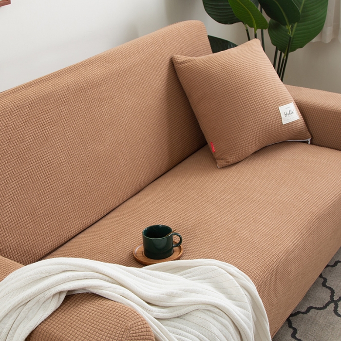 91家纺网 家纺一手货源 找家纺 逐日沙发套 2023新款玉米绒沙发套 驼色